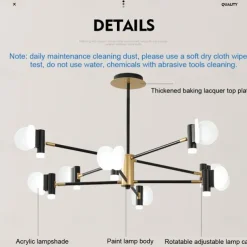 3/6/8/12 Heads LED Pendant Light Chandelier Modern Nordic Style Design Chandelier Layered Modern Art Style DIY Adjustable Rotary Ceiling Chandelier AC220-240V