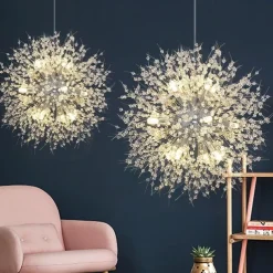 8/9/12 Heads LED Pendant Light Nordic Dandelion Chandelier Fireworks Crystal Lamp Artistic Living Room Dining Room Bedroom Lamp Romantic Clothing Store Bar Lamp 15-22inch