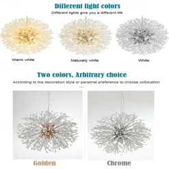 8/9/12 Heads LED Pendant Light Nordic Dandelion Chandelier Fireworks Crystal Lamp Artistic Living Room Dining Room Bedroom Lamp Romantic Clothing Store Bar Lamp 15-22inch