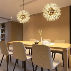 8/9/12 Heads LED Pendant Light Nordic Dandelion Chandelier Fireworks Crystal Lamp Artistic Living Room Dining Room Bedroom Lamp Romantic Clothing Store Bar Lamp 15-22inch
