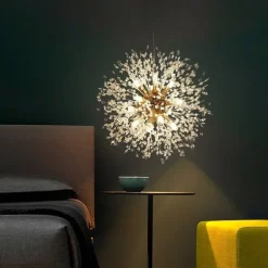 8/9/12 Heads LED Pendant Light Nordic Dandelion Chandelier Fireworks Crystal Lamp Artistic Living Room Dining Room Bedroom Lamp Romantic Clothing Store Bar Lamp 15-22inch
