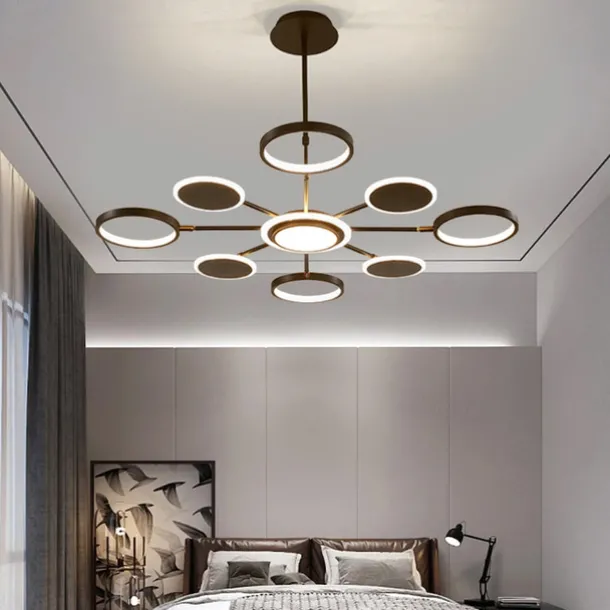 6/8/12 Heads LED Pendant Light Chandelier Modern Black Gold Circle Adjustable Design Metal Artistic Style Hollow Out Painted Finishes Contemporary Nordic Style 110-120V 220-240V
