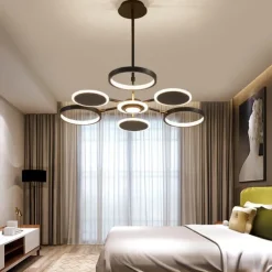 6/8/12 Heads LED Pendant Light Chandelier Modern Black Gold Circle Adjustable Design Metal Artistic Style Hollow Out Painted Finishes Contemporary Nordic Style 110-120V 220-240V