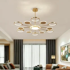 6/8/12 Heads LED Pendant Light Chandelier Modern Black Gold Circle Adjustable Design Metal Artistic Style Hollow Out Painted Finishes Contemporary Nordic Style 110-120V 220-240V