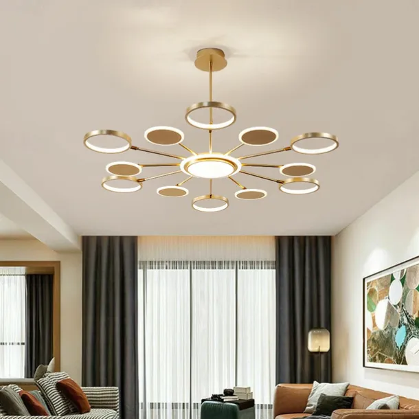 6/8/12 Heads LED Pendant Light Chandelier Modern Black Gold Circle Adjustable Design Metal Artistic Style Hollow Out Painted Finishes Contemporary Nordic Style 110-120V 220-240V