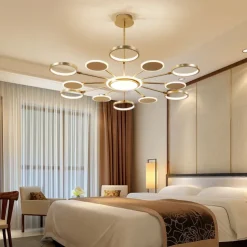 6/8/12 Heads LED Pendant Light Chandelier Modern Black Gold Circle Adjustable Design Metal Artistic Style Hollow Out Painted Finishes Contemporary Nordic Style 110-120V 220-240V