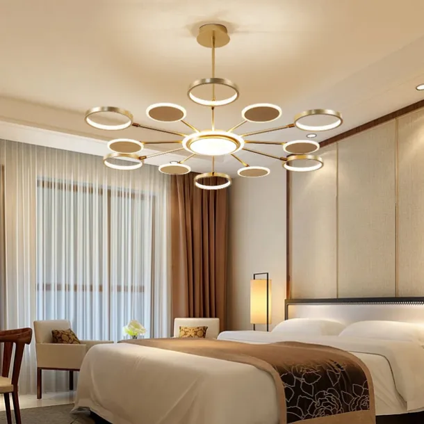 6/8/12 Heads LED Pendant Light Chandelier Modern Black Gold Circle Adjustable Design Metal Artistic Style Hollow Out Painted Finishes Contemporary Nordic Style 110-120V 220-240V