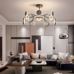 6/8/12 Heads LED Pendant Light Chandelier Modern Black Gold Circle Adjustable Design Metal Artistic Style Hollow Out Painted Finishes Contemporary Nordic Style 110-120V 220-240V