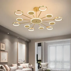 6/8/12 Heads LED Pendant Light Chandelier Modern Black Gold Circle Adjustable Design Metal Artistic Style Hollow Out Painted Finishes Contemporary Nordic Style 110-120V 220-240V