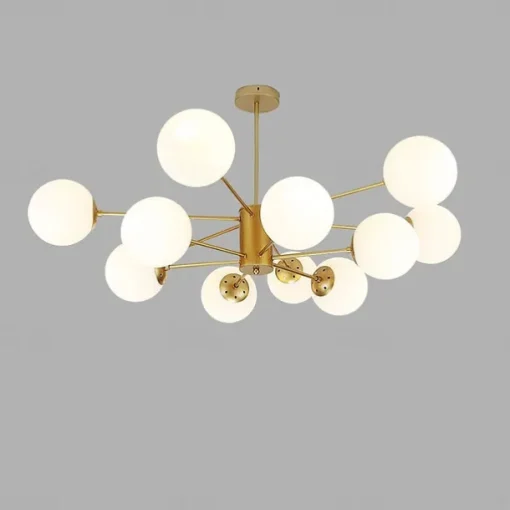 12 Heads Pendant Light Nordic Chandelier Sputnik Design Modern Gold Glass Shade Metal Painted Finishes 110-120V 220-240V