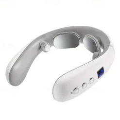 4 Heads Smart Electric Pulse Neck Massager With Heat Cordless & Portable Cervical Vertebra Relaxing Pain Kneading Massage Machine 10 Modes 16 Levels TENS & Dual Motor Vibration