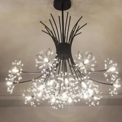 13/19 Heard Modern Fireworks Chandelier G4 Lamp Cap Crystal Dandelion Art Chandelier Ceiling Lamp in Living Room Bedroom and Dining Room