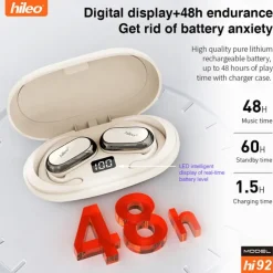 696 HI92 Hands Free Telephone Driving Headset Ear Hook Bluetooth 5.3 Noise cancellation for Apple Samsung Huawei Xiaomi MI Everyday Use Traveling Cycling Office Business Travel Entertainment Car