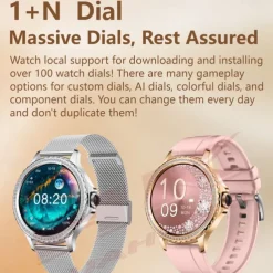 696 HK27 Smart Watch 1.3 inch Smart Band Fitness Bracelet Bluetooth Pedometer Call Reminder Sleep Tracker Compatible with Android iOS Women Hands-Free Calls Message Reminder IP 67 42mm Watch Case