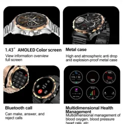 696 HK98 Smart Watch Fitness Tracker ECG PPG Bluetooth Call Reminder Android iOS IP67 48mm 1.43