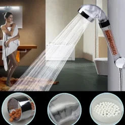 300 Holes Super Pressure Shower Head With Chrome Square Rainfall Handhold Water Saving Sprayer,Stainless Steel Plate and Durable Material