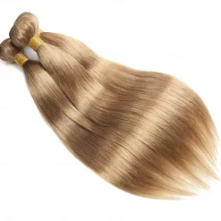 #27 Honey Blonde Human Hair Extensions Remy Hair Weave Pre-Colored Brazilian #27 Straight Bundles Hair Weaving 3PCS