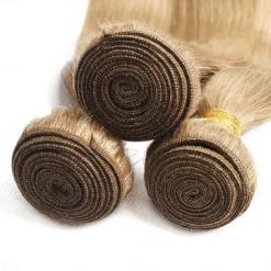 #27 Honey Blonde Human Hair Extensions Remy Hair Weave Pre-Colored Brazilian #27 Straight Bundles Hair Weaving 3PCS