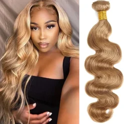 #27 Honey Blonde Human Hair Extensions #27 Body Wave 1 Bundles Hair Weaving