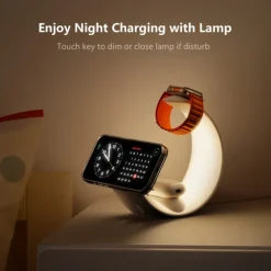 2024 Hottest Multi-function 4 In 1 Night Light Wireless Charger For iPhone Airpods iWatch Moon Shape Magnetic Wireless Charger