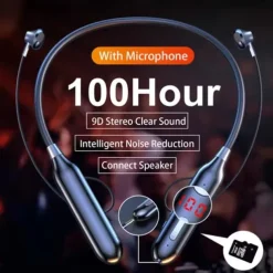 100 Hour Music Wireless Bluetooth Earphone 9D Strong Bass in Ear Sport Headset Neckband With Output MIC