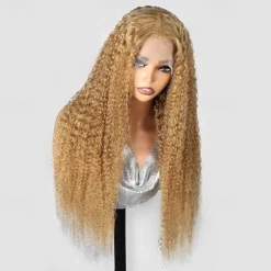 27# Human Hair 13*4 Front Lace Wig Curly Wave Human Hair Lace Wig 180% High Density