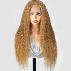 27# Human Hair 13*4 Front Lace Wig Curly Wave Human Hair Lace Wig 180% High Density