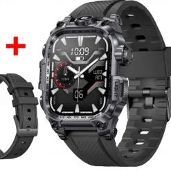 696 i121 Smart Watch 2.01 inch Smart Band Fitness Bracelet Bluetooth Pedometer Call Reminder Sleep Tracker Compatible with Android iOS Men Hands-Free Calls Message Reminder IPX-0 46mm Watch Case