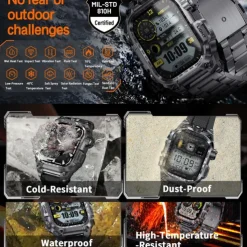 696 i121 Smart Watch 2.01 inch Smart Band Fitness Bracelet Bluetooth Pedometer Call Reminder Sleep Tracker Compatible with Android iOS Men Hands-Free Calls Message Reminder IPX-0 46mm Watch Case