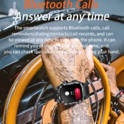 696 i121 Smart Watch 2.01 inch Smart Band Fitness Bracelet Bluetooth Pedometer Call Reminder Sleep Tracker Compatible with Android iOS Men Hands-Free Calls Message Reminder IPX-0 46mm Watch Case