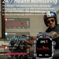 696 i121 Smart Watch 2.01 inch Smart Band Fitness Bracelet Bluetooth Pedometer Call Reminder Sleep Tracker Compatible with Android iOS Men Hands-Free Calls Message Reminder IPX-0 46mm Watch Case