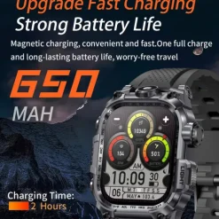 696 i121 Smart Watch 2.01 inch Smart Band Fitness Bracelet Bluetooth Pedometer Call Reminder Sleep Tracker Compatible with Android iOS Men Hands-Free Calls Message Reminder IPX-0 46mm Watch Case