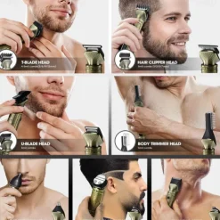 8 in 1 Beard Trimmer for Men Zero Gapped Trimmer Grooming Kit Men Razors for Shaving Face Mustache, Body Nose Hair Trimmer Cordless with Stand