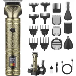 8 in 1 Beard Trimmer for Men Zero Gapped Trimmer Grooming Kit Men Razors for Shaving Face Mustache, Body Nose Hair Trimmer Cordless with Stand