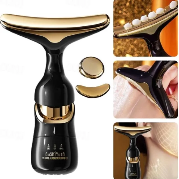 3 in 1 Face Neck Massager ION LED Photon Therapy Facial Lifting Beauty Devices Remove Double Chin Anti Wrinkle Skin Care Tools