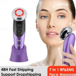 7 in 1 Facial Lifting Device EMS Radiofrequency Micro Current Rejuvenation Facial Massager Light Therapy Anti-aging Anti-wrinkle Beauty Instrument