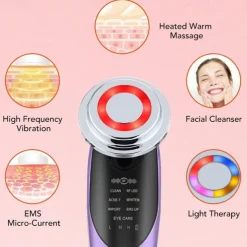 7 in 1 Facial Lifting Device EMS Radiofrequency Micro Current Rejuvenation Facial Massager Light Therapy Anti-aging Anti-wrinkle Beauty Instrument