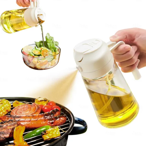2 in 1 Glass Oil Sprayer & Dispenser 16oz for Kitchen 470ml Olive Oil Bottle Oil Sprayer for Cooking, Kitchen, Salad, Barbecue