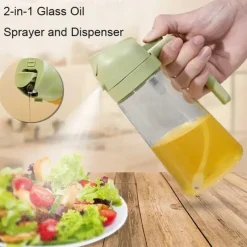 2 in 1 Glass Oil Sprayer & Dispenser 16oz for Kitchen 470ml Olive Oil Bottle Oil Sprayer for Cooking, Kitchen, Salad, Barbecue