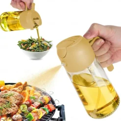 2 in 1 Glass Oil Sprayer & Dispenser 16oz for Kitchen 470ml Olive Oil Bottle Oil Sprayer for Cooking, Kitchen, Salad, Barbecue