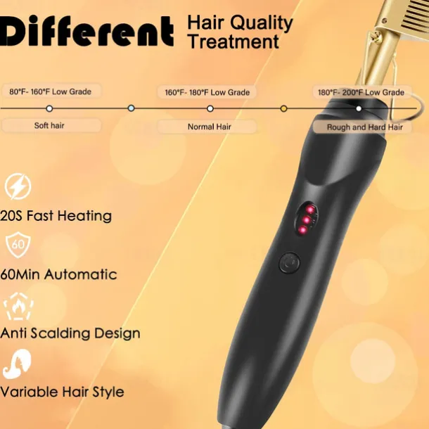2 in 1 Hot Comb Hair Straightener Flat Irons Straightening Wet Dry Dual Use Brush Electric Heating Comb Hair Straight Styler Hair Curler