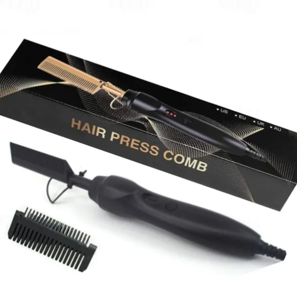2 in 1 Hot Comb Hair Straightener Flat Irons Straightening Wet Dry Dual Use Brush Electric Heating Comb Hair Straight Styler Hair Curler