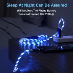 3 in 1 Luminous Multi Charging Cable for iPhone 14 13 12 Pro Max USB A to Lightning / micro / USB C Fast Charging Flowing Light Durable Date Cable For Samsung Xiaomi Huawei Phone Accessory