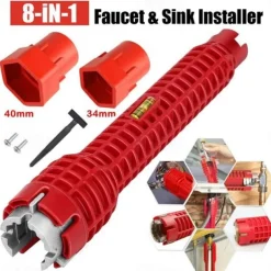 8 In 1 Multifunction Faucet and Sink Installer Tool Faucet Wrench Tool Plumbing Tool Water Pipe Spanner for Kitchen Bathroom Toilet Water Pipe