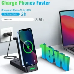 3 In 1 Multifunctional Wireless Charger Charging Station For iPhone/iWatch/AirPods Samsung Ultra Galaxy Watch Buds