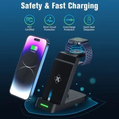3 In 1 Multifunctional Wireless Charger Charging Station For iPhone/iWatch/AirPods Samsung Ultra Galaxy Watch Buds