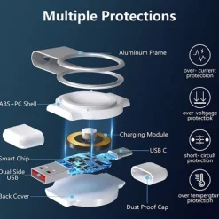 2 In 1 Portable USB Magnetic Watch Wireless Charger for Apple iwatch Series 8 Ultra 7 SE 6 5 4 3 2