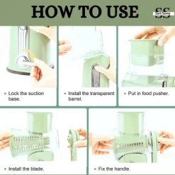 5 in 1 Rotary Cheese Grater with Handle, Rotary Grater, Vegetable Slicer, Carrot Grater, Nut Grinder and Chocolate Shaver