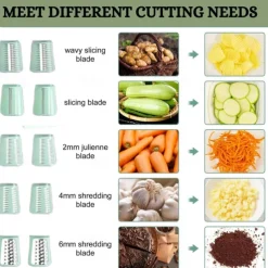 5 in 1 Rotary Cheese Grater with Handle, Rotary Grater, Vegetable Slicer, Carrot Grater, Nut Grinder and Chocolate Shaver