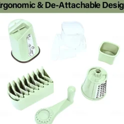 5 in 1 Rotary Cheese Grater with Handle, Rotary Grater, Vegetable Slicer, Carrot Grater, Nut Grinder and Chocolate Shaver